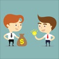 Businessman change money with idea vector