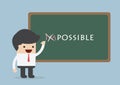 Businessman changing the word impossible into possible, Motivation concept