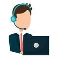 Businessman character avatar operator call center icon