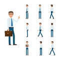 Businessman Character Collection Moving Steps.