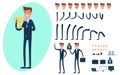 Businessman character creation set for animation. Royalty Free Stock Photo