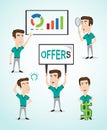 Businessman character with different poses Royalty Free Stock Photo