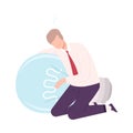 Businessman Character Having No Idea, Depressed Unsuccessful Person Feeling Stress, Business Fail Flat Vector