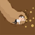 Businessman character mining bitcoins