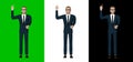Businessman character pointing up illustration 3D image