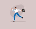 Businessman character in suit with briefcase running late to work. Royalty Free Stock Photo