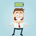 Businessman with charged battery over his head Royalty Free Stock Photo