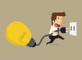 Businessman chart bulb idea, increase energy of thought