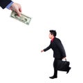 Businessman chase people with money metaphor Royalty Free Stock Photo