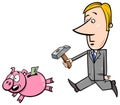 Businessman chase piggy bank Royalty Free Stock Photo