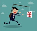 Businessman chasing his target, Motivation concept