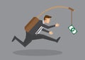 Businessman Chasing After Own Money Bait Vector Illustration