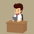 Businessman check information. vector illustration cartoon