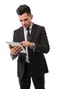 Businessman checking data in his ipad Royalty Free Stock Photo