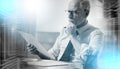 Businessman checking a document; multiple exposure Royalty Free Stock Photo