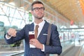 Businessman checking the time in the airport Royalty Free Stock Photo