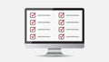Businessman checklist with computer. Check list icon flat vector Royalty Free Stock Photo