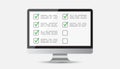 Businessman checklist with computer. Check list icon flat vector Royalty Free Stock Photo