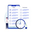 Businessman checklist in mobile application. To do list, teamwork, successeful work planning concept