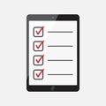 Businessman checklist with tablet. Check list icon flat vector i Royalty Free Stock Photo