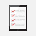 Businessman checklist with tablet. Check list icon flat vector i Royalty Free Stock Photo