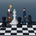 Businessman with the chess king was desperate. Business strategy concept design vector illustration