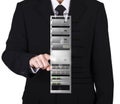 businessman choose main server on rack network server Royalty Free Stock Photo
