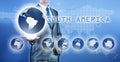 Businessman choosing south america continent