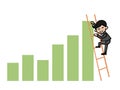 Businessman cilmb ladder to top graph Royalty Free Stock Photo
