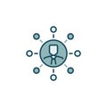 Businessman and Circles vector Networking colored icon