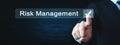 Businessman clicking Risk Management button on a touch screen. B Royalty Free Stock Photo