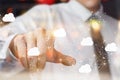 The businessman clicks on the cloud in network Royalty Free Stock Photo