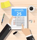 Businessman clicks on the day calendar app Royalty Free Stock Photo
