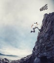 Reach the flag. Achievement business goal and difficult career concept Royalty Free Stock Photo