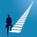 Businessman climb success ladder. Open door on top