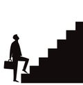 Businessman climb success ladder. Silhouette black and white