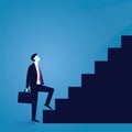 Businessman climb success ladder