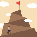 Businessman climb up on the top of mountain.Career development concept. Vector illustration Royalty Free Stock Photo