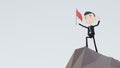 Businessman climbed the mountain. employee on top of the mountain enjoys victory, business concept of win and success. 3D