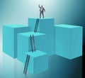 Businessman climbing blocks in career ladder business concept Royalty Free Stock Photo