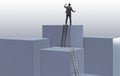 Businessman climbing blocks in challenge business concept