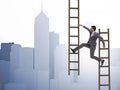 Businessman climbing career ladder in business concept Royalty Free Stock Photo