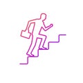 Businessman is climbing career ladder minimal design color outline.