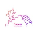 Businessman is climbing career ladder minimal design color outline