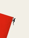 Businessman climbing cliff vector concept. Career promotion, progress, opportunity symbol.