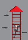 Businessman Climbing Corporate Ladder