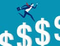 Businessman climbing dollar sign step. Concept business vector illustration Royalty Free Stock Photo