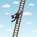 Businessman climbing ladder