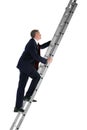 Businessman climbing ladder side view Royalty Free Stock Photo