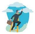 Businessman climbing on ladder, success and career growth Royalty Free Stock Photo